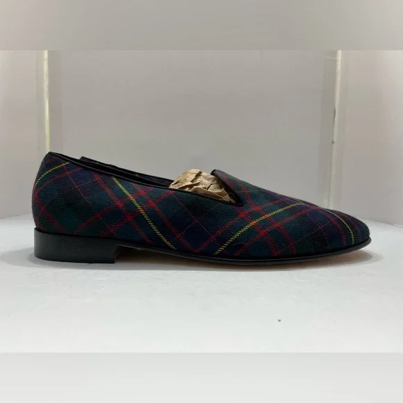 Ralph Lauren Purple Label  Collis Tartan plaid Wool Slipper Size 10D - Picture 3 of 13